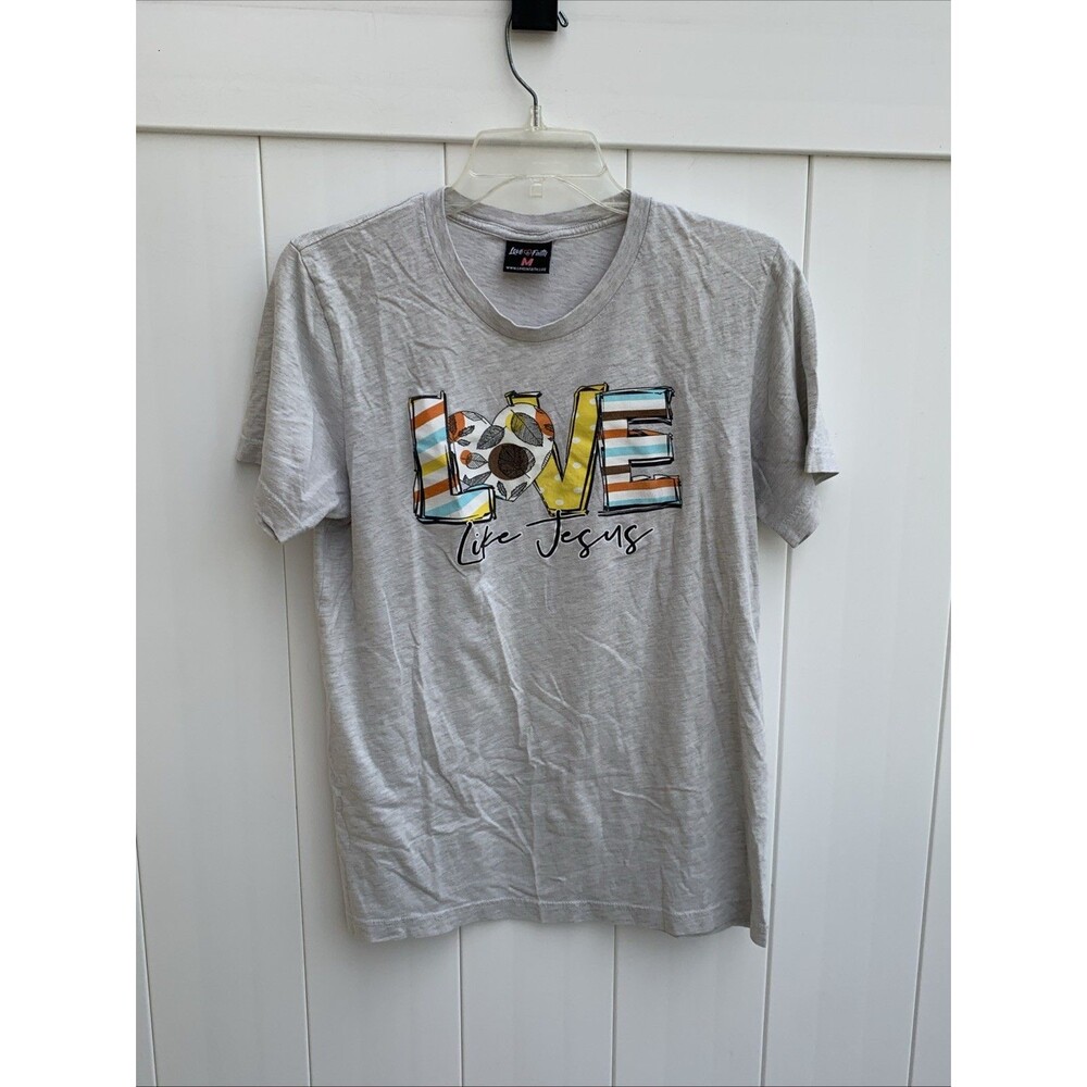 Love In Faith Womens Love Like Jesus Graphic T-Shirt Sz Medium